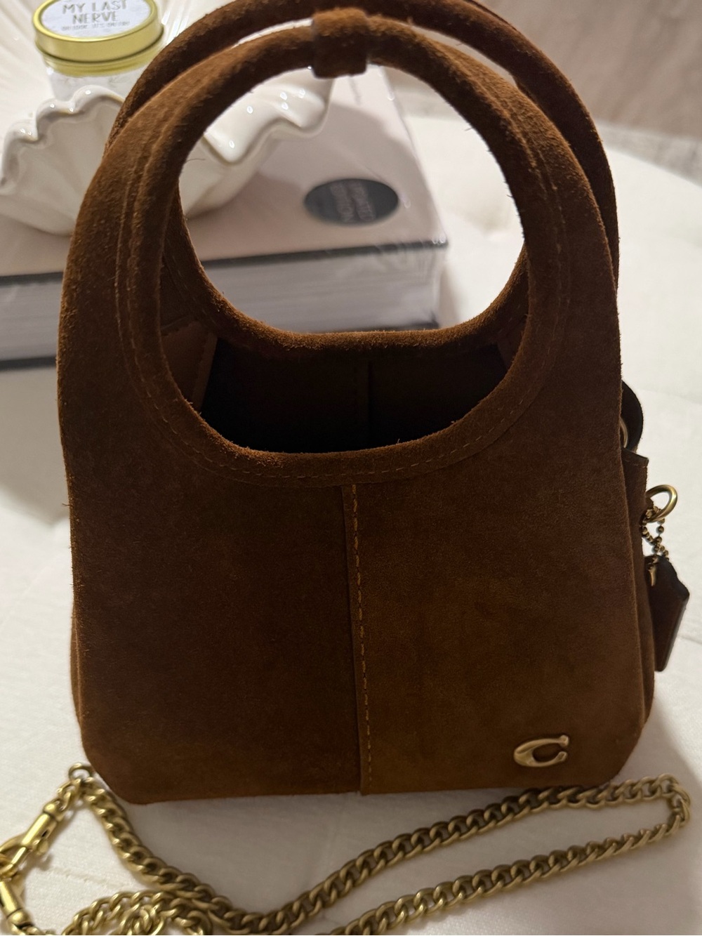 Coach Suede Lana 19 Tote Bag with Chain crossbody strap - Picture 5 of 12